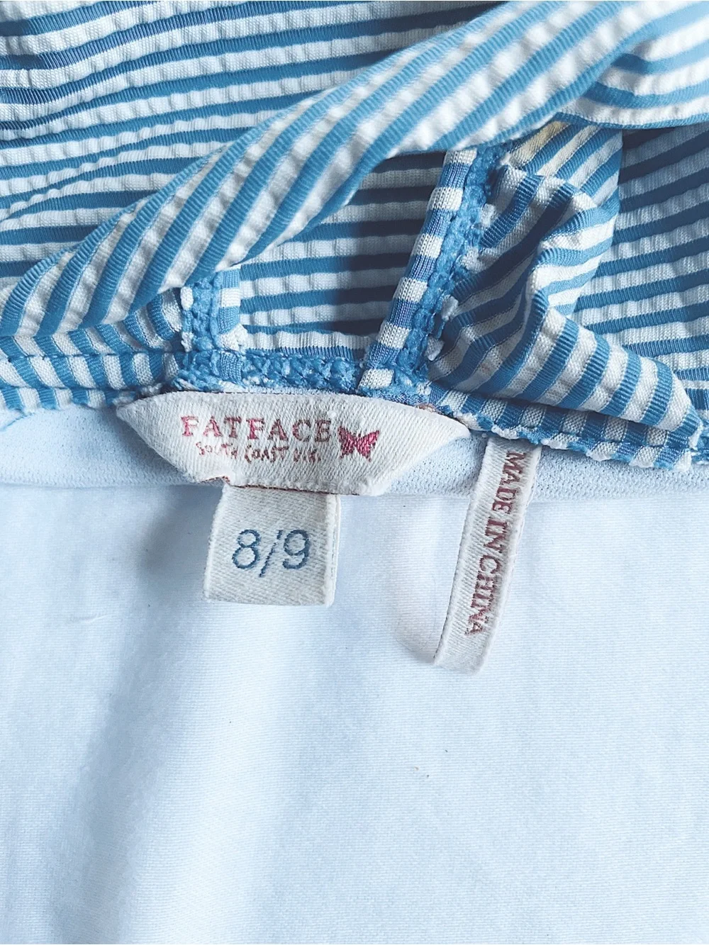 FAT FACE Swim Bathing Suit One Piece Pin Stripe Ruffle British